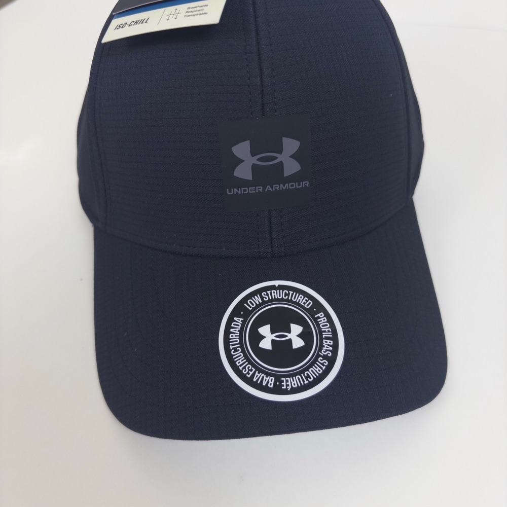 Under Armour Hat Mens L/XL Black Iso-Chill Low Structured Golf Cap 1383438 - Picture 2 of 6